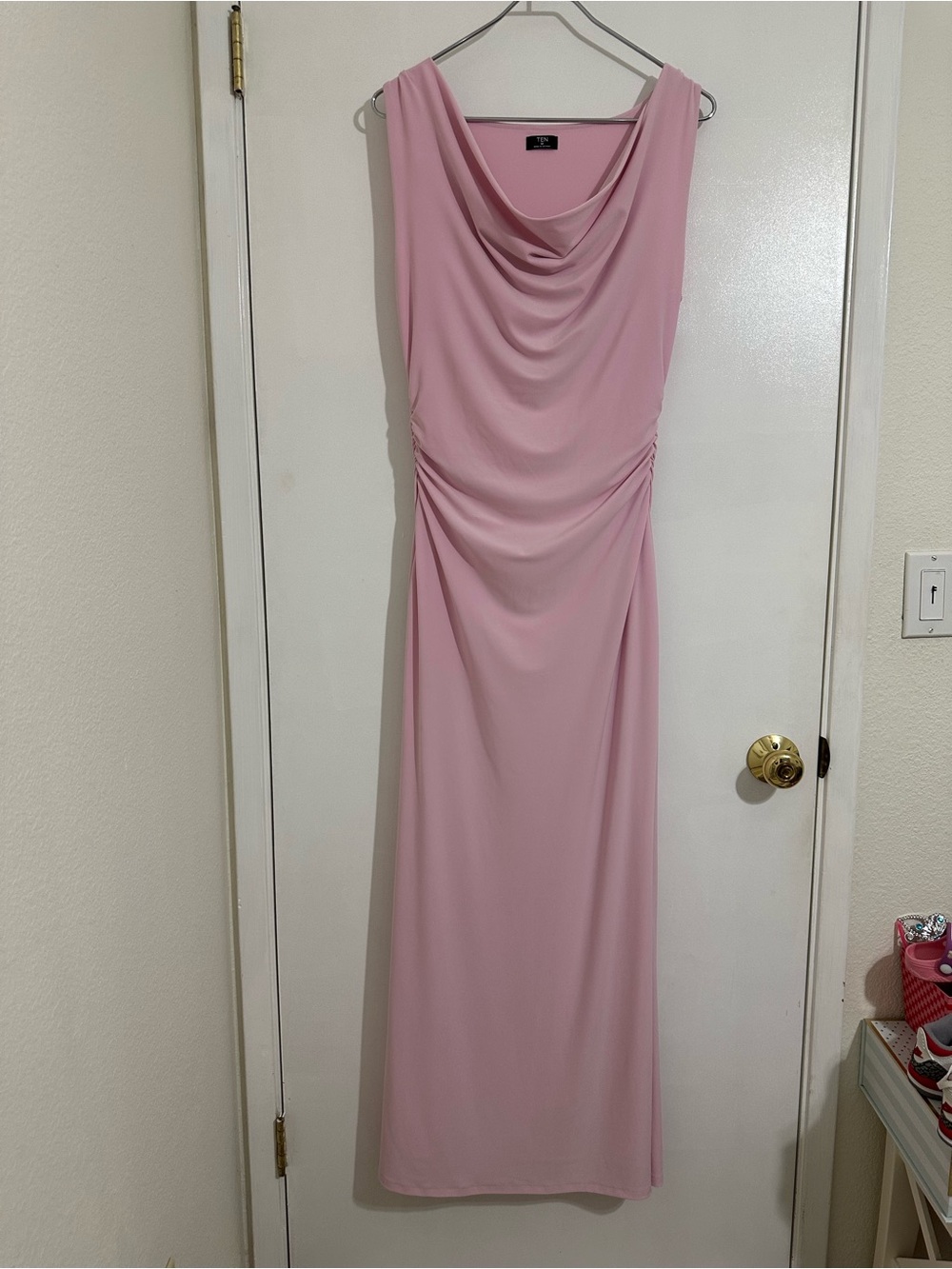 ARITZIA Smooth Matter Tango Sleeveless Cowl Neck Maxi Dress Milkshake Pink EUC - Picture 6 of 13